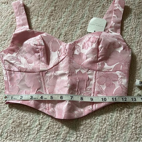 NWT Altar’d State Mirabel Satin Jacquard Crop Bustier Corset Top Size XS Pink - Picture 14 of 16